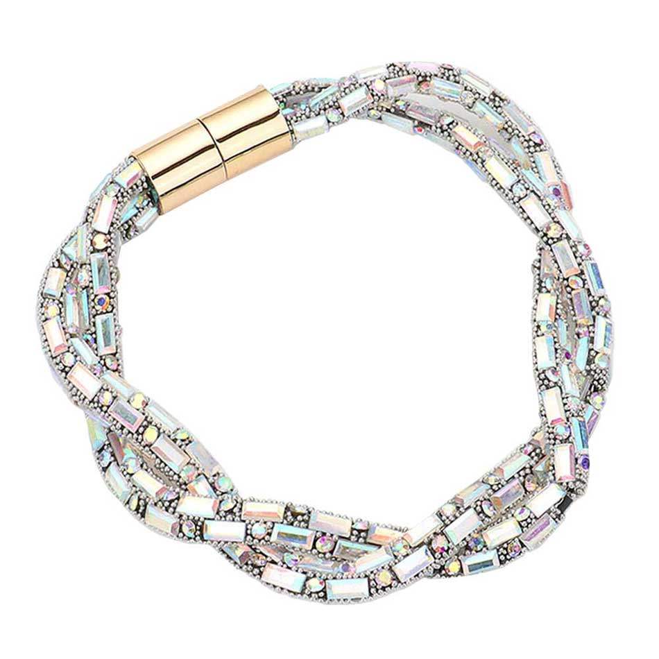 Stone Embellished Twisted Magnetic Bracelet - Madeline Love - Flyclothing LLC