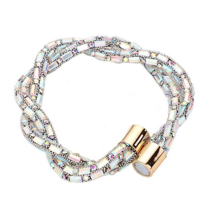 Stone Embellished Twisted Magnetic Bracelet - Madeline Love - Flyclothing LLC