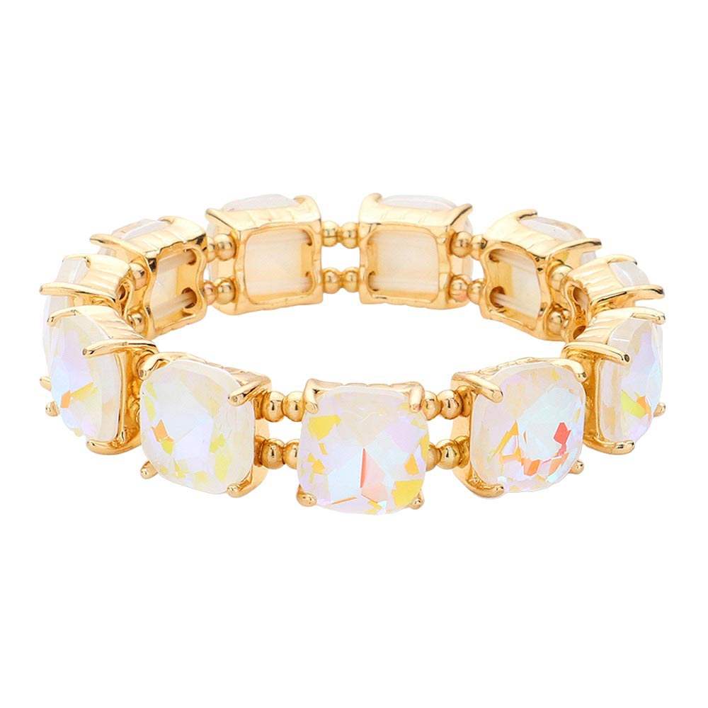 Cushion Square Stone Stretch Evening Bracelet - Madeline Love - Flyclothing LLC