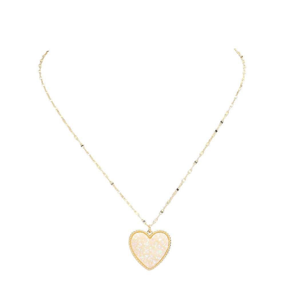 Druzy Heart Pendant Necklace - Madeline Love - Flyclothing LLC
