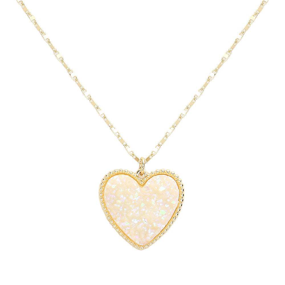 Druzy Heart Pendant Necklace - Madeline Love - Flyclothing LLC