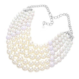 Chunky Multi Strand Pearl Bib Necklace - Madeline Love - Flyclothing LLC
