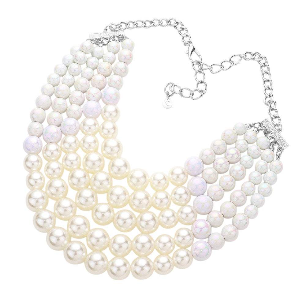 Chunky Multi Strand Pearl Bib Necklace - Madeline Love - Flyclothing LLC