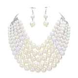 Chunky Multi Strand Pearl Bib Necklace - Madeline Love - Flyclothing LLC