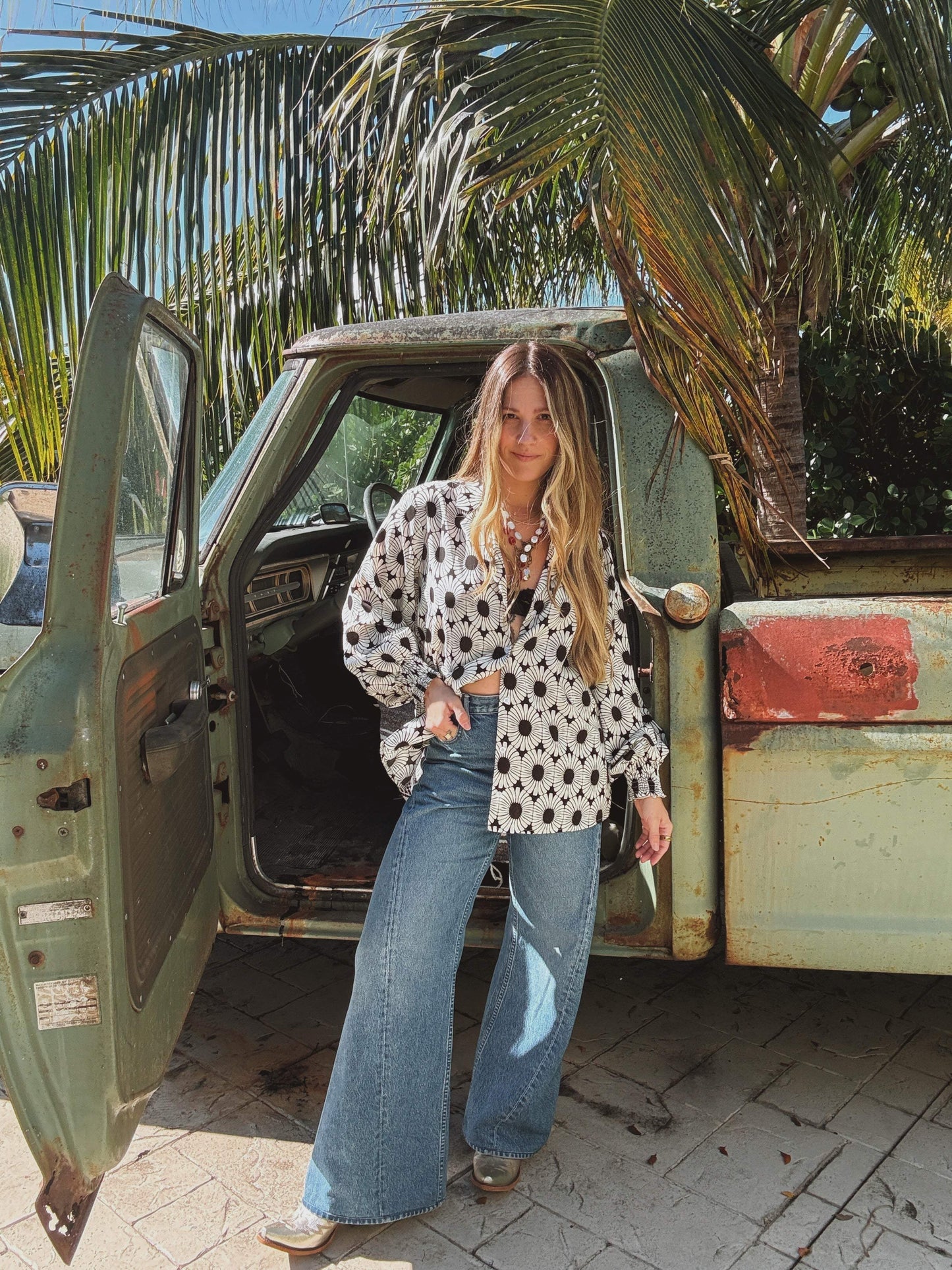 White Wedding Retro Floral Button Up Blouse PREORDER JUNE/JULY 2026 - Lil Bee's Bohemian - Flyclothing LLC