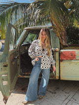 White Wedding Retro Floral Button Up Blouse PREORDER JUNE/JULY 2026 - Lil Bee's Bohemian - Flyclothing LLC