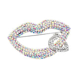 Rhinestone Lip Heart Pin Brooch - Madeline Love - Flyclothing LLC
