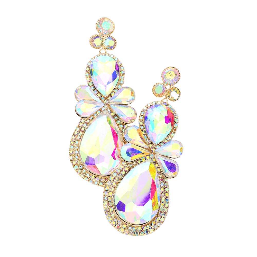 Teardrop Accented Dangle Evening Earrings - Madeline Love - Flyclothing LLC