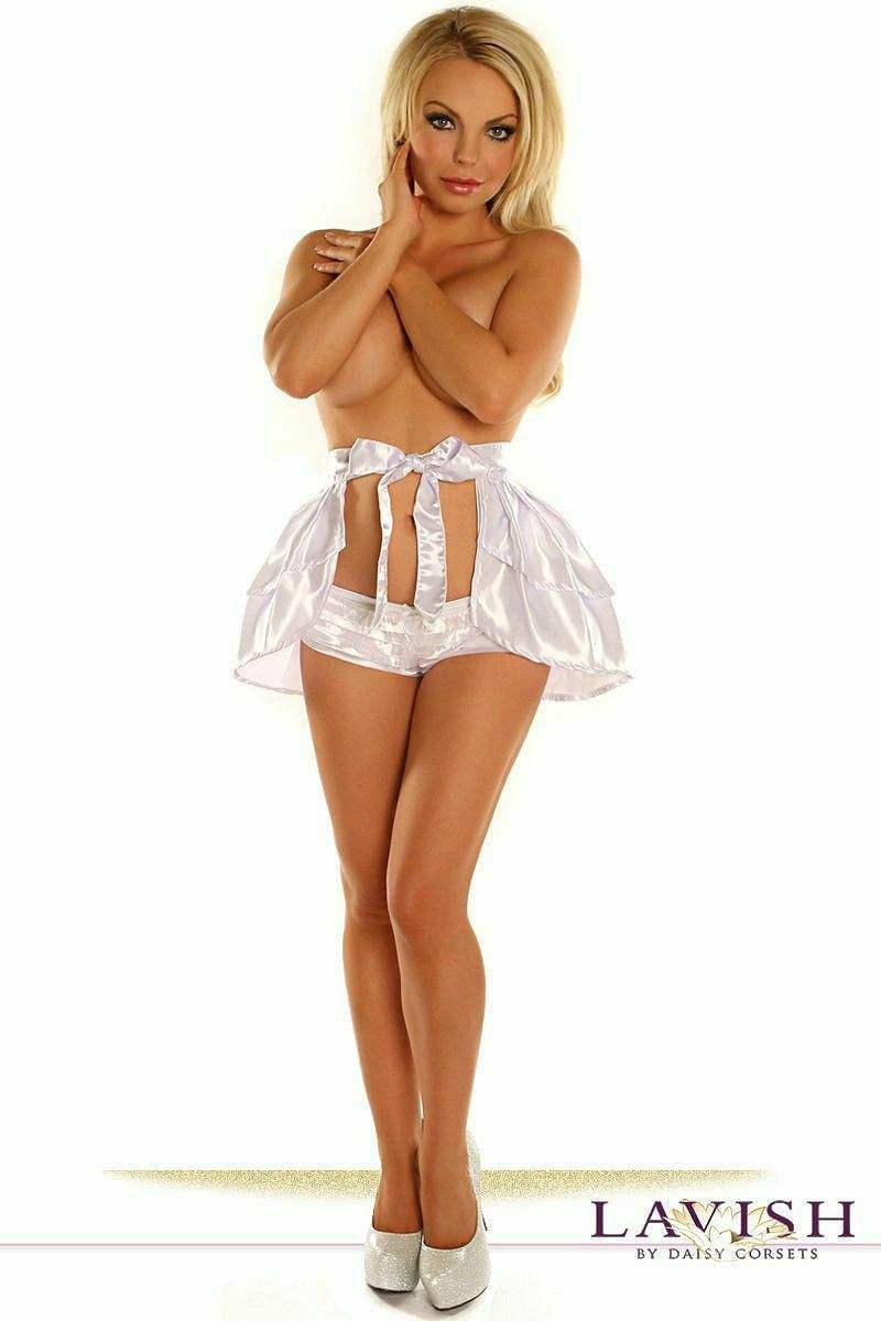 Daisy Corsets White Satin Layered Ruffle Skirt - Daisy Corsets - Flyclothing LLC