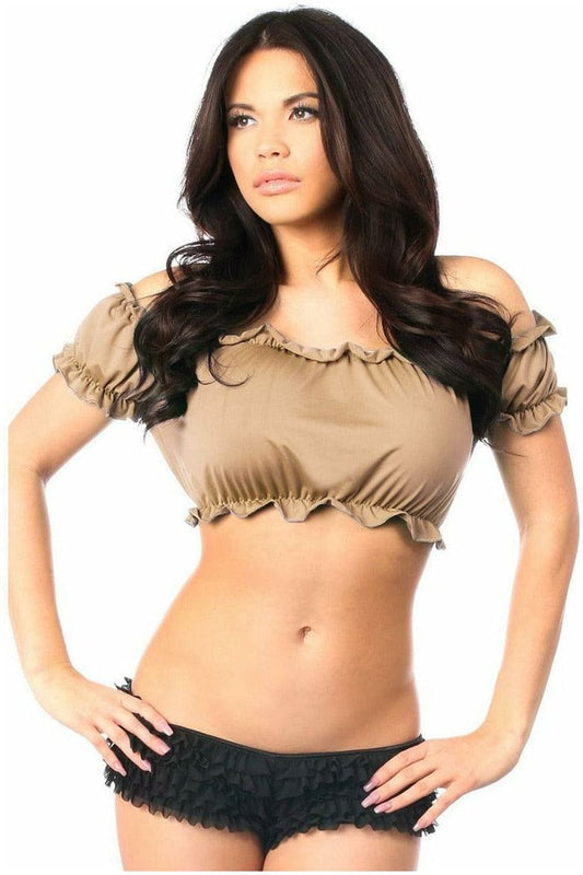Daisy Corsets Tan Short Sleeve Peasant Top - Daisy Corsets