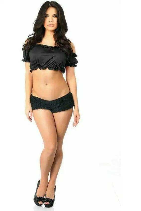 Daisy Corsets Black Short Sleeve Peasant Top - Daisy Corsets - Flyclothing LLC