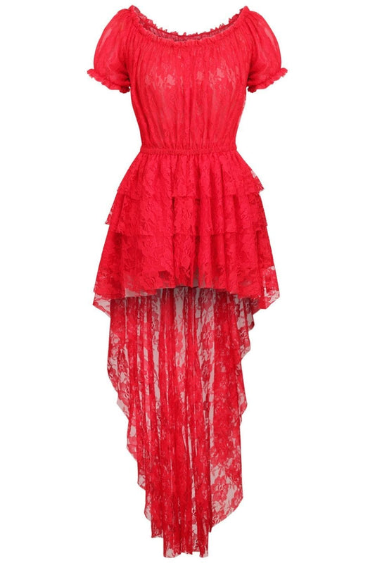 Daisy Corsets Red High Low Lace Dress - Daisy Corsets