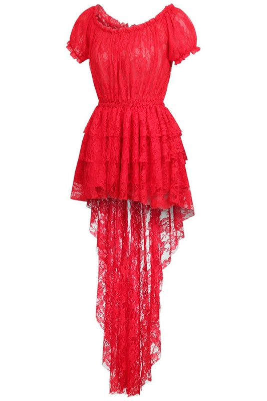 Daisy Corsets Red High Low Lace Dress - Daisy Corsets