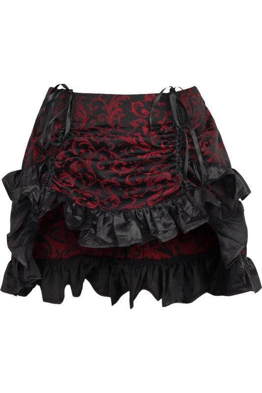 Daisy Corsets Red/Black Brocade Ruched Bustle Skirt - Daisy Corsets