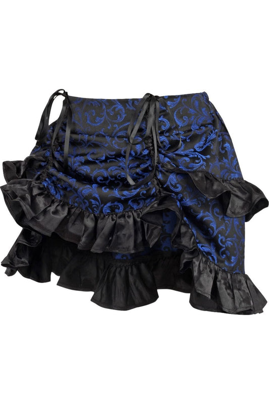 Daisy Corsets Blue/Black Brocade Ruched Bustle Skirt - Daisy Corsets