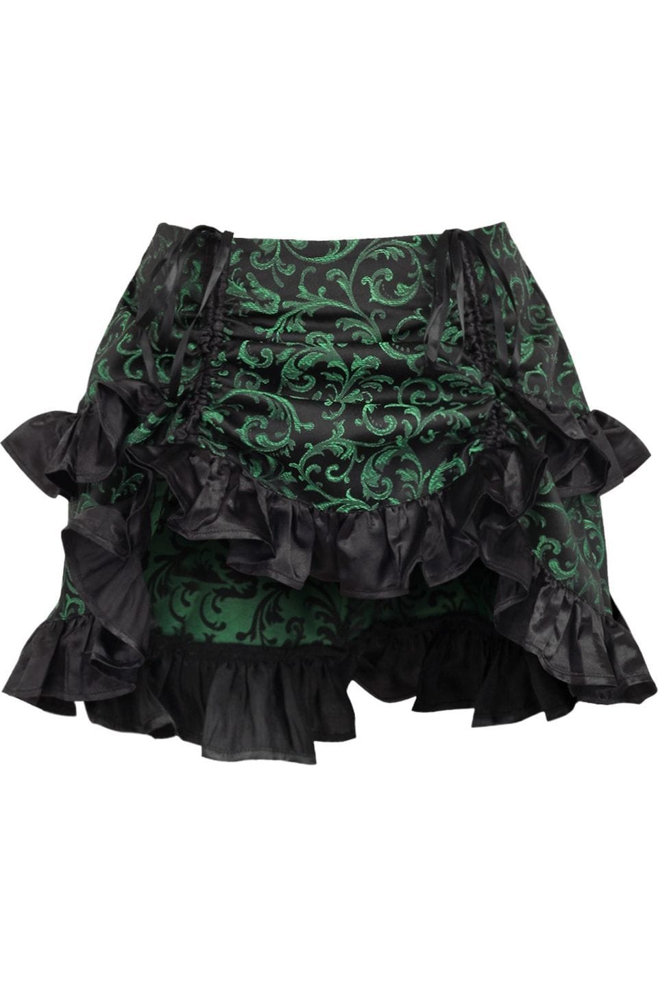 Daisy Corsets Green/Black Brocade Ruched Bustle Skirt - Daisy Corsets