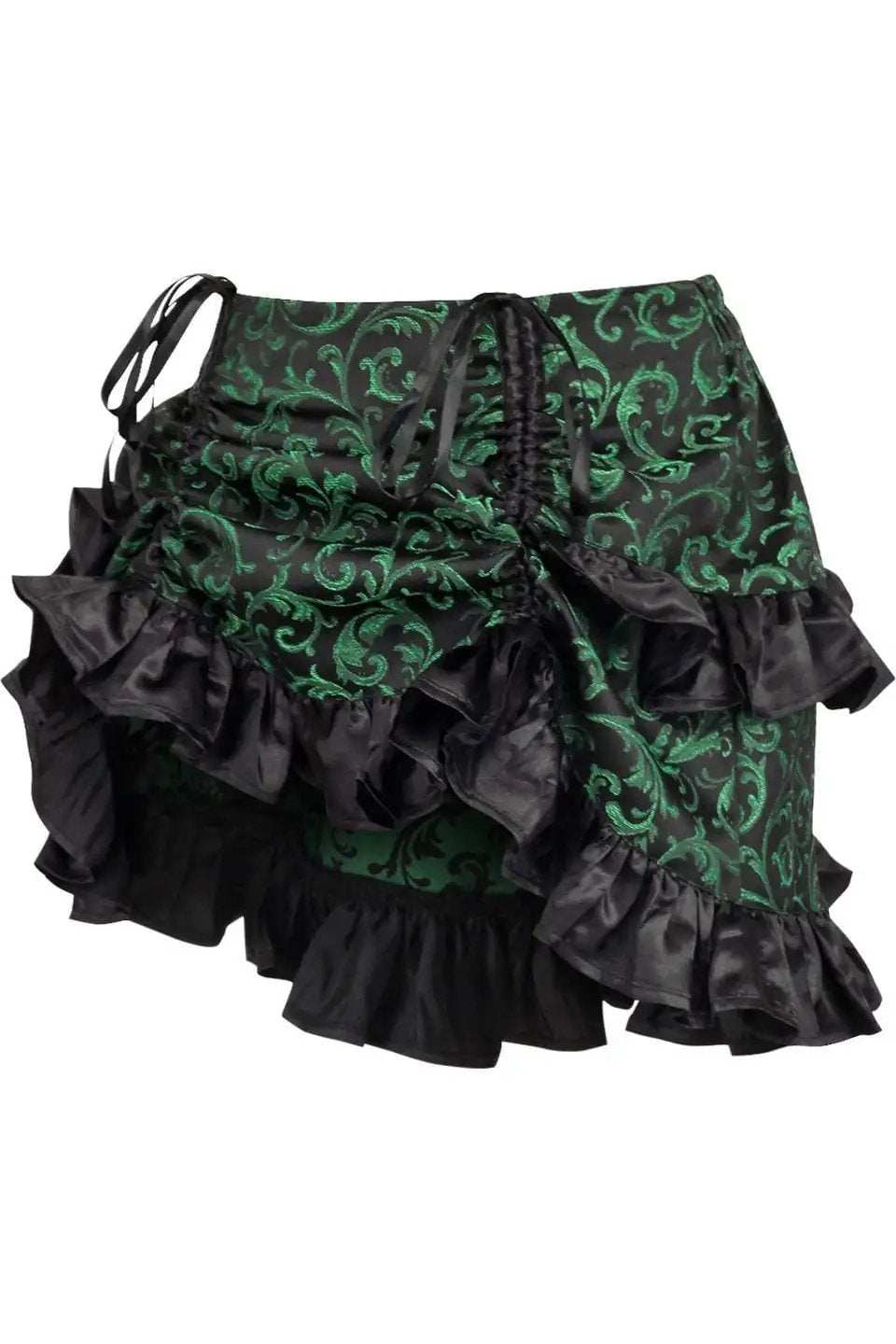 Daisy Corsets Green/Black Brocade Ruched Bustle Skirt - Daisy Corsets - Flyclothing LLC