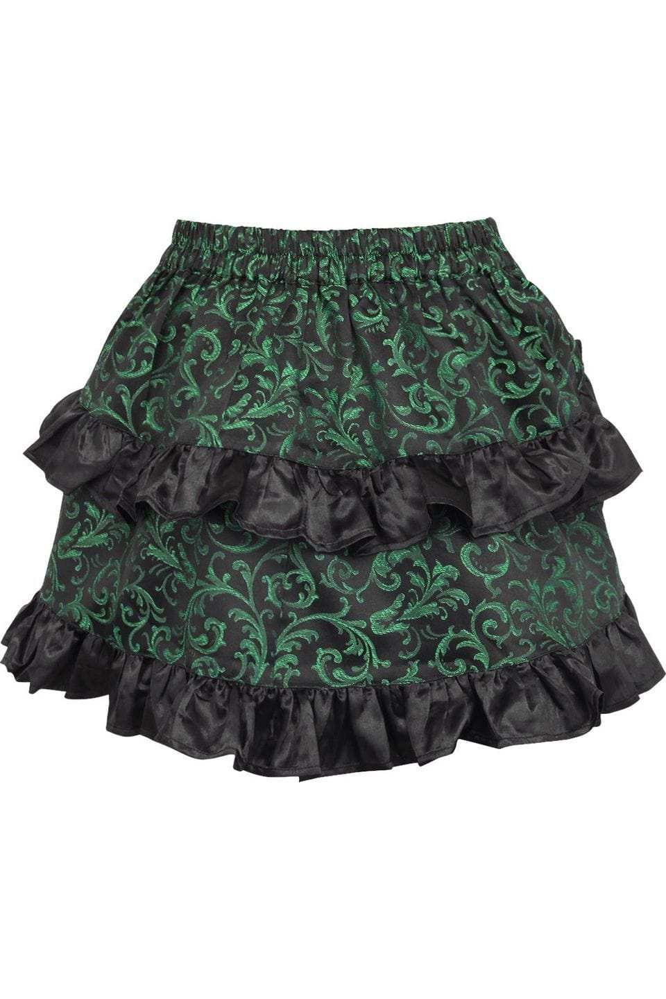 Daisy Corsets Green/Black Brocade Ruched Bustle Skirt - Daisy Corsets - Flyclothing LLC