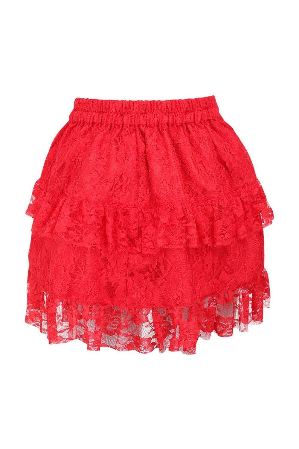 Daisy Corsets Red Lace Ruched Bustle Skirt - Daisy Corsets - Flyclothing LLC