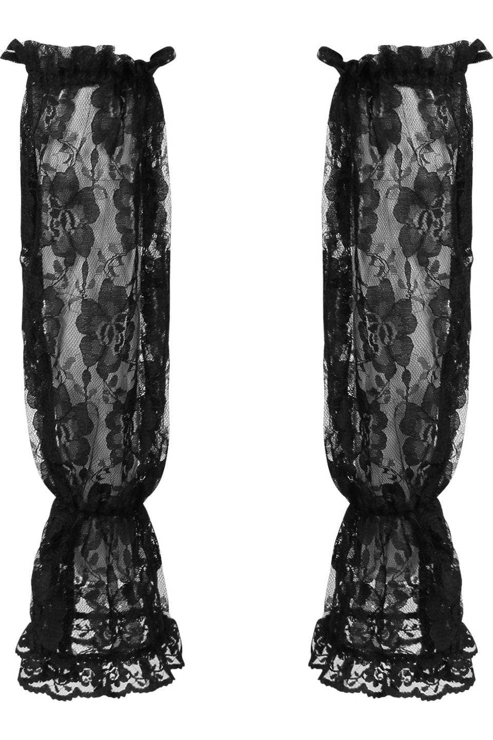 Daisy Corsets Black Sheer Lace Smocked Sleeves - Daisy Corsets - Flyclothing LLC