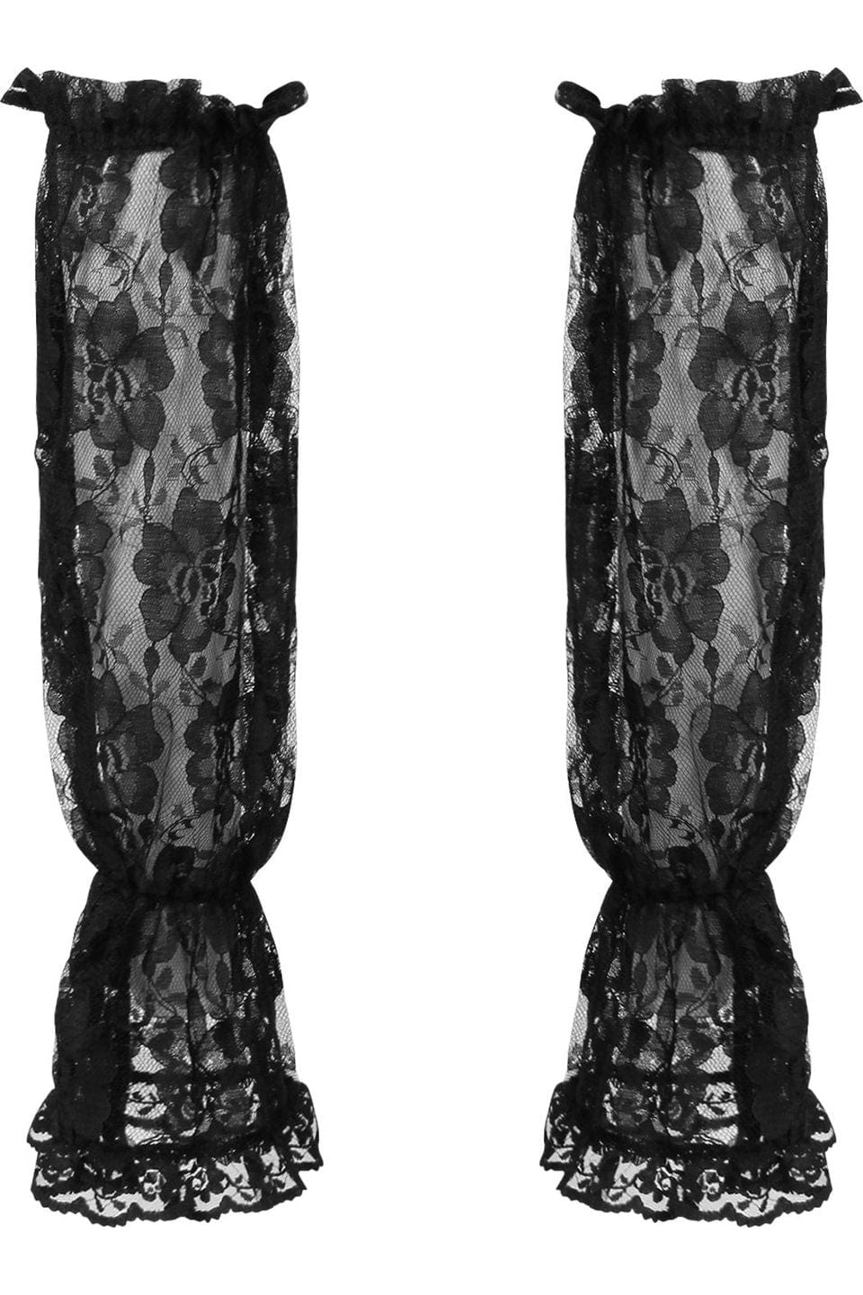 Daisy Corsets Black Sheer Lace Smocked Sleeves - Daisy Corsets