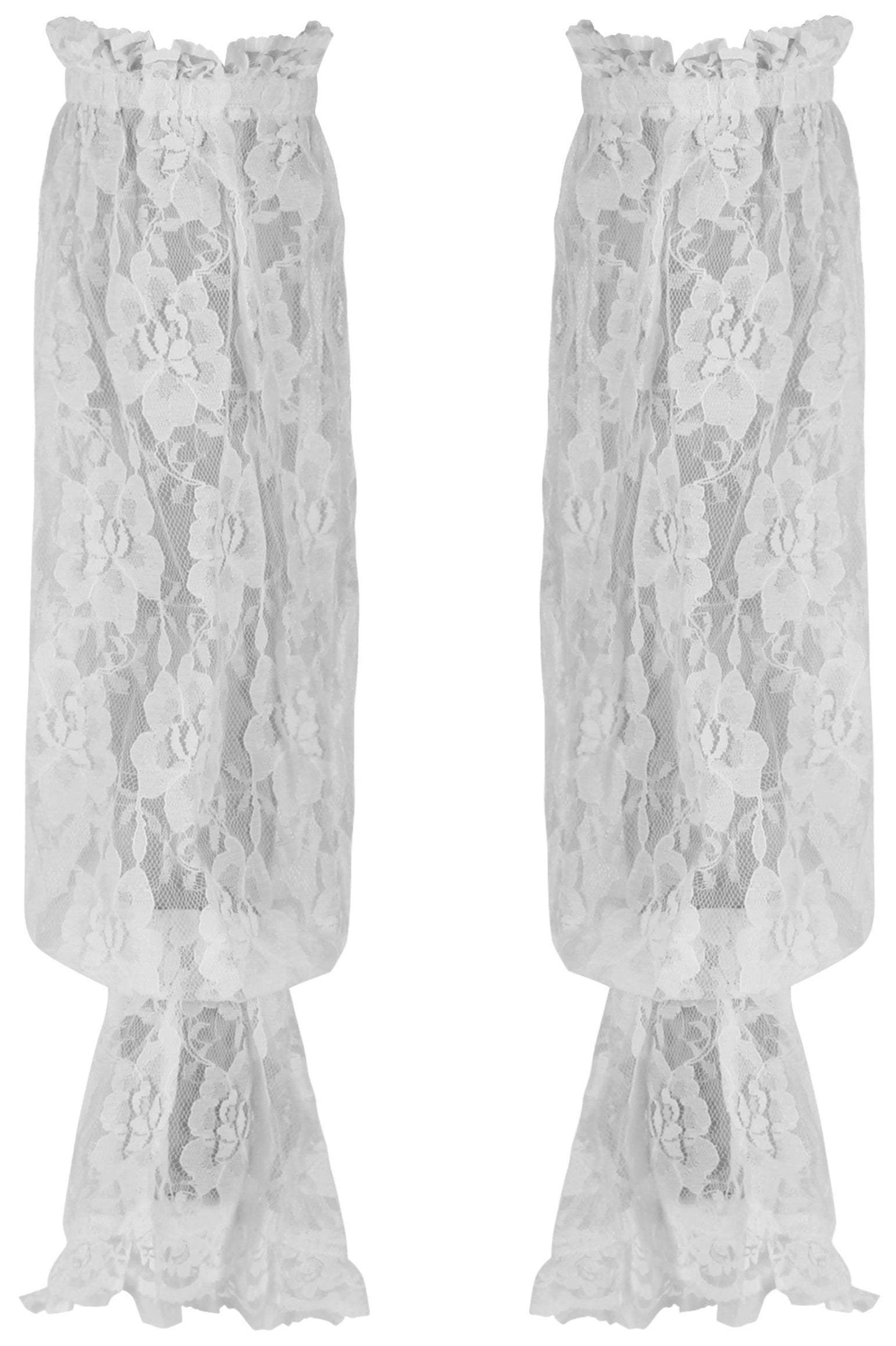 Daisy Corsets White Sheer Lace Smocked Sleeves - Daisy Corsets - Flyclothing LLC