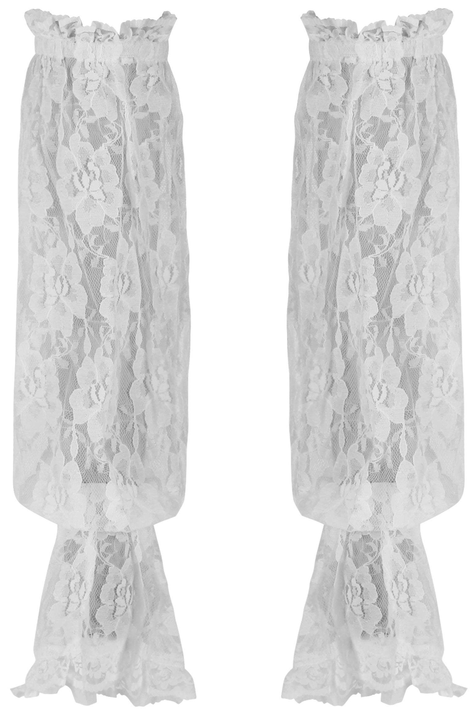 Daisy Corsets White Sheer Lace Smocked Sleeves - Daisy Corsets - Flyclothing LLC