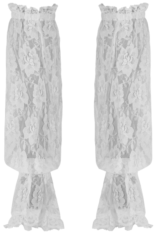 Daisy Corsets White Sheer Lace Smocked Sleeves - Daisy Corsets - Flyclothing LLC