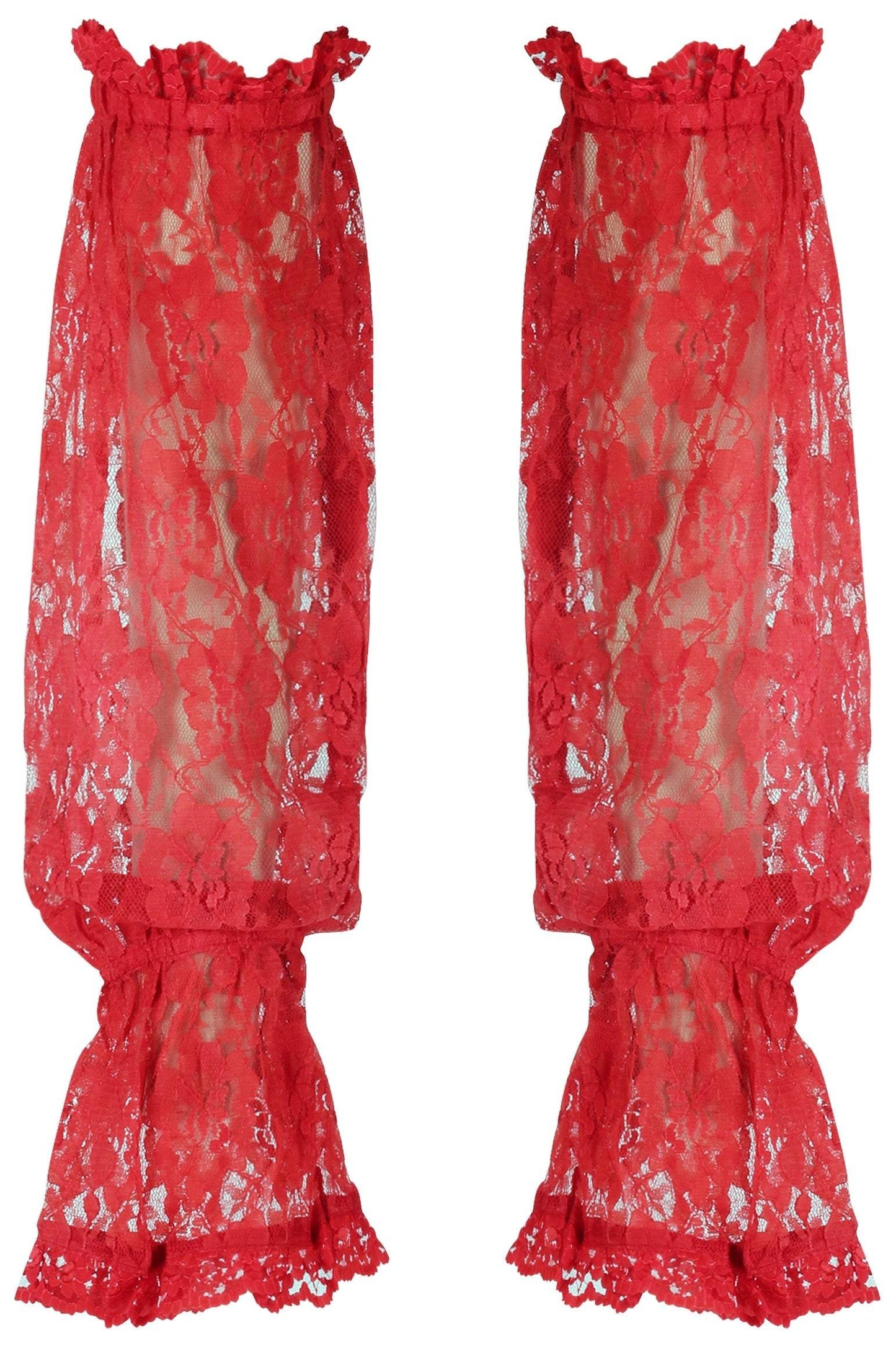 Daisy Corsets Red Sheer Lace Smocked Sleeves - Daisy Corsets - Flyclothing LLC