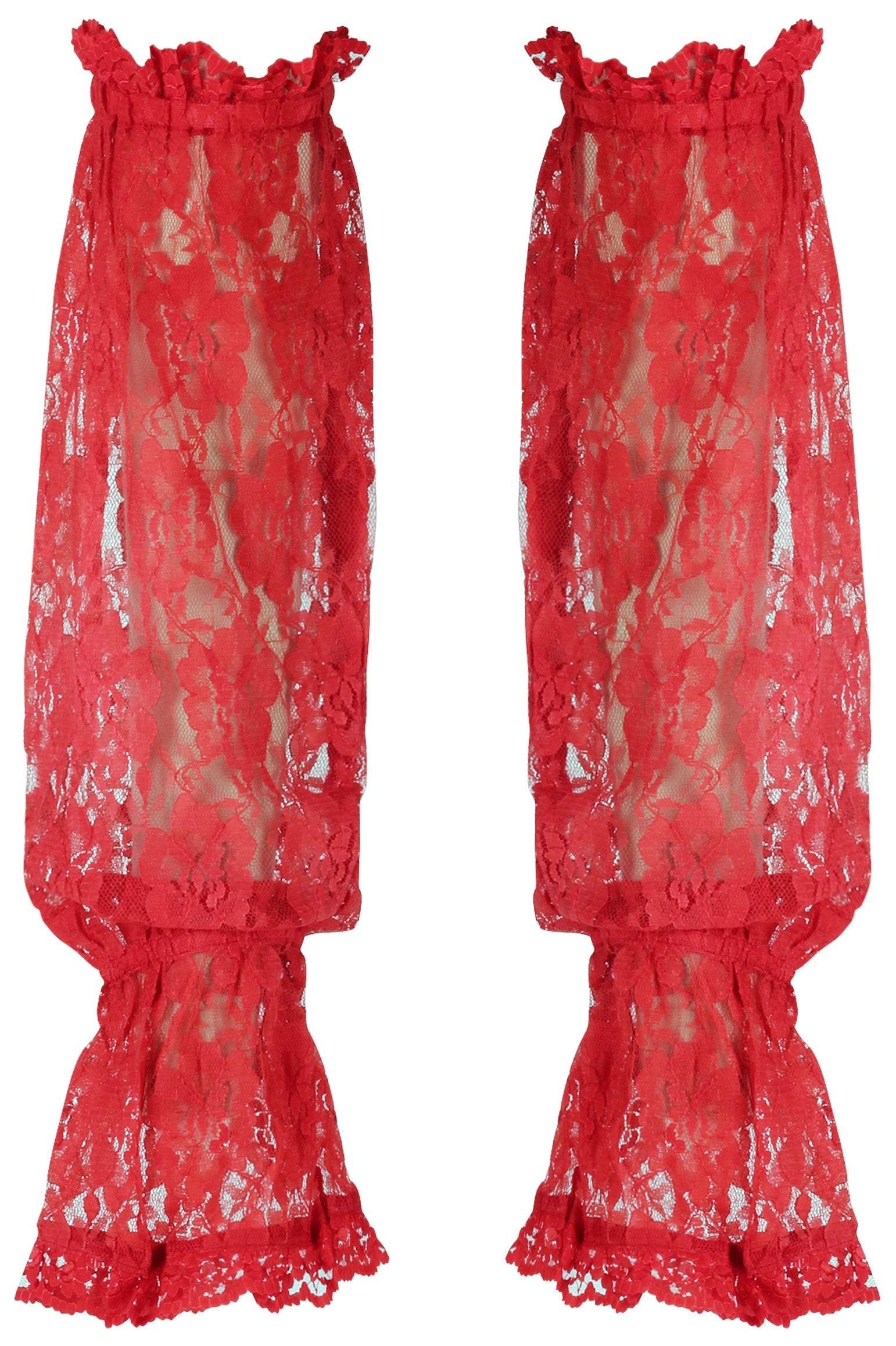 Daisy Corsets Red Sheer Lace Smocked Sleeves - Daisy Corsets - Flyclothing LLC