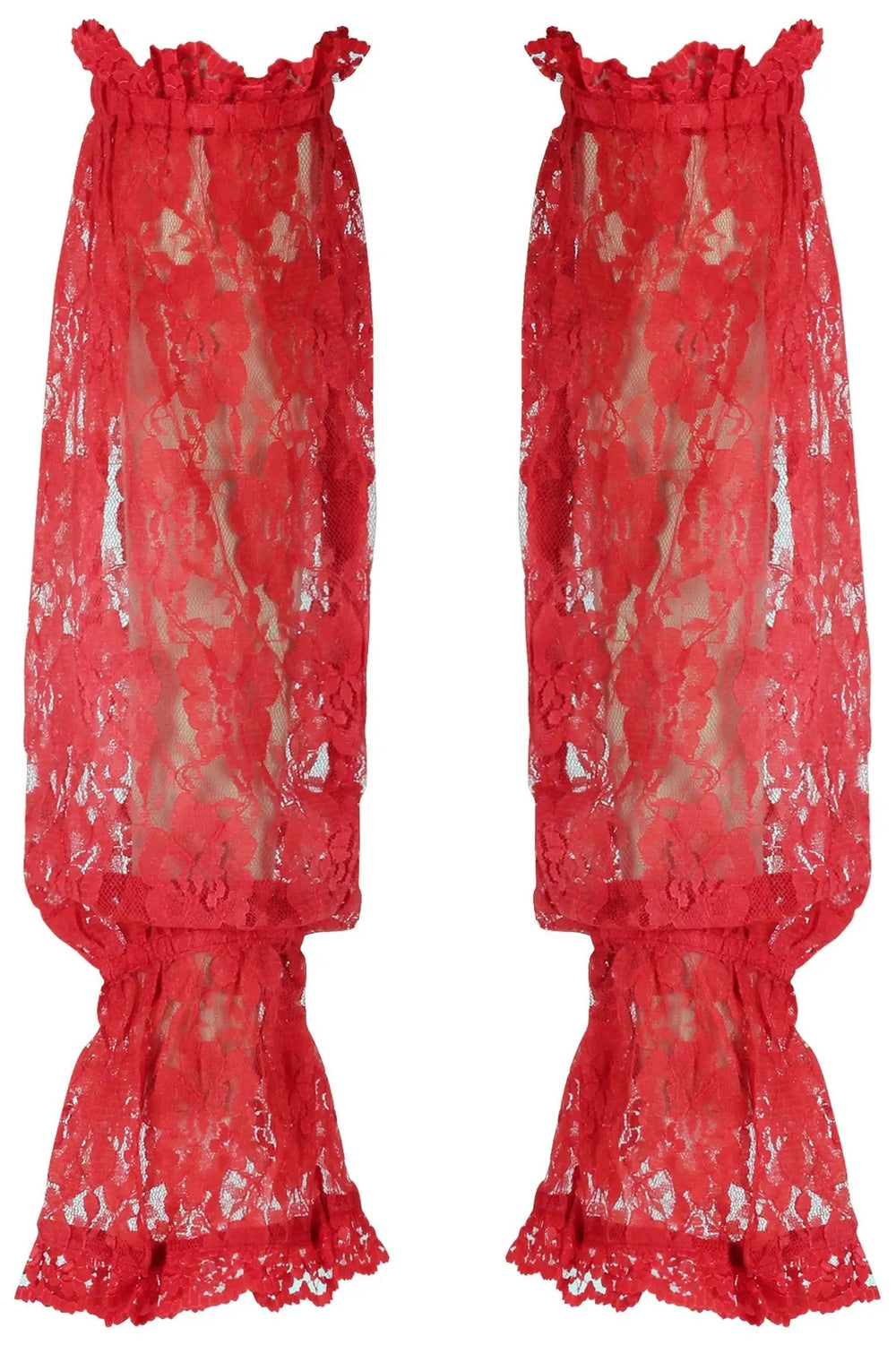Daisy Corsets Red Sheer Lace Smocked Sleeves - Daisy Corsets