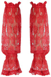 Daisy Corsets Red Sheer Lace Smocked Sleeves - Daisy Corsets