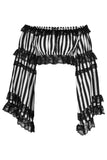Daisy Corsets Black/White Striped Smocked Flare Sleeve Peasant Top - Daisy Corsets