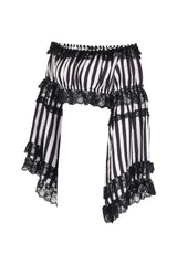 Daisy Corsets Black/White Striped Smocked Flare Sleeve Peasant Top - Daisy Corsets - Flyclothing LLC