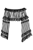 Daisy Corsets Black/White Striped Smocked Flare Sleeve Peasant Top - Daisy Corsets