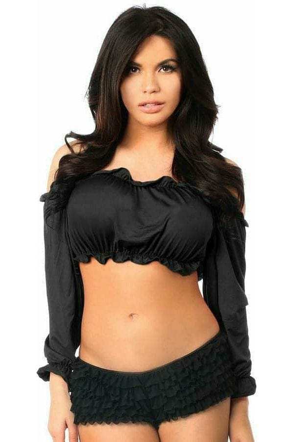 Daisy Corsets Black Long Sleeve Peasant Top - Daisy Corsets - Flyclothing LLC