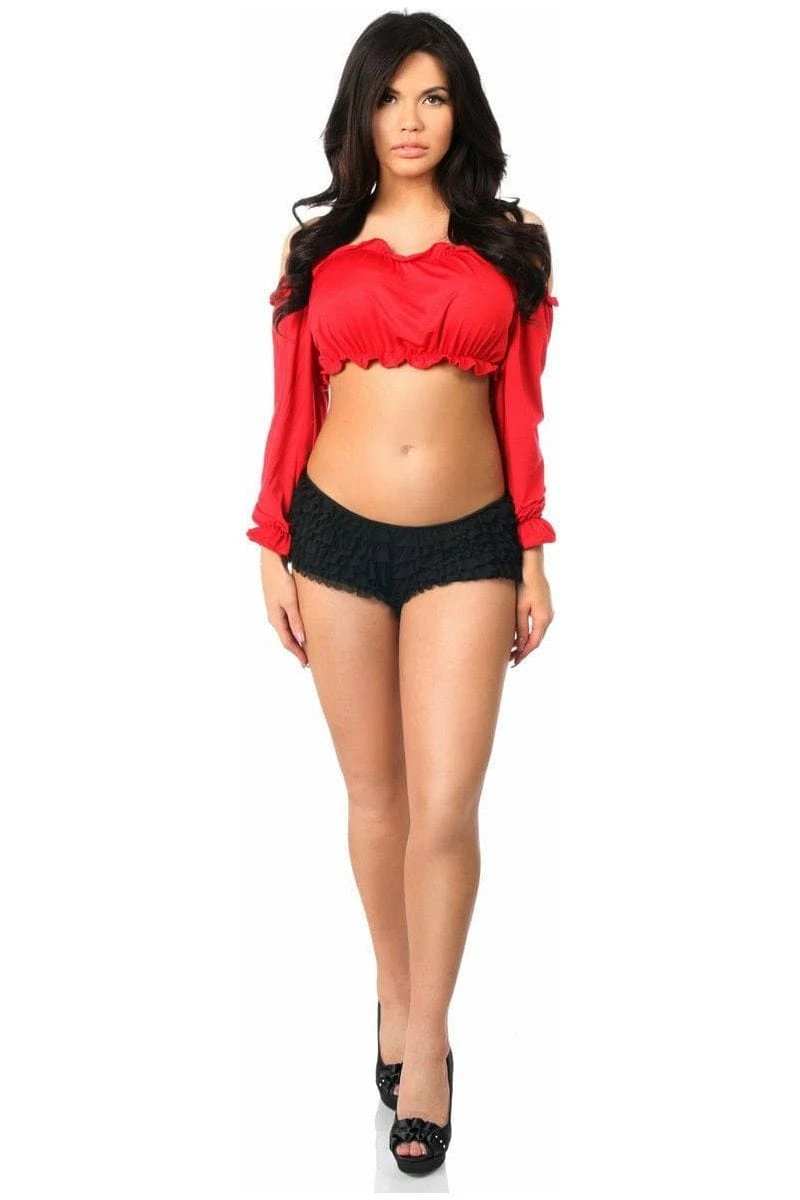 Daisy Corsets Red Long Sleeve Peasant Top - Daisy Corsets - Flyclothing LLC