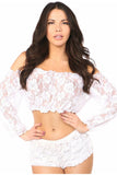 Daisy Corsets White Sheer Lace Long Sleeve Peasant Top - Daisy Corsets
