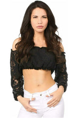 Daisy Corsets Black Lined Lace Long Sleeve Peasant Top - Daisy Corsets - Flyclothing LLC