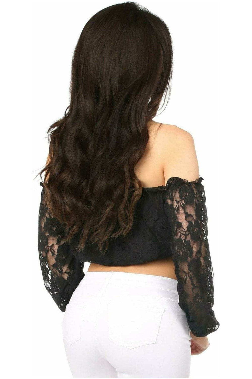 Daisy Corsets Black Lined Lace Long Sleeve Peasant Top - Daisy Corsets - Flyclothing LLC