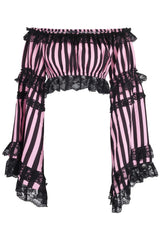 Daisy Corsets Black/Pink Striped Smocked Flare Sleeve Peasant Top - Daisy Corsets - Flyclothing LLC
