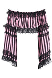 Daisy Corsets Black/Pink Striped Smocked Flare Sleeve Peasant Top - Daisy Corsets