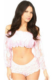 Daisy Corsets Baby Pink Lined Lace Long Sleeve Peasant Top - Daisy Corsets - Flyclothing LLC