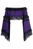 Daisy Corsets Black/Purple Striped Smocked Flare Sleeve Peasant Top - Daisy Corsets