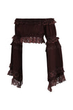 Daisy Corsets Brown Smocked Flare Sleeve Peasant Top - Daisy Corsets