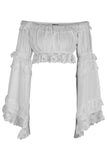 Daisy Corsets White Smocked Flare Sleeve Peasant Top - Daisy Corsets