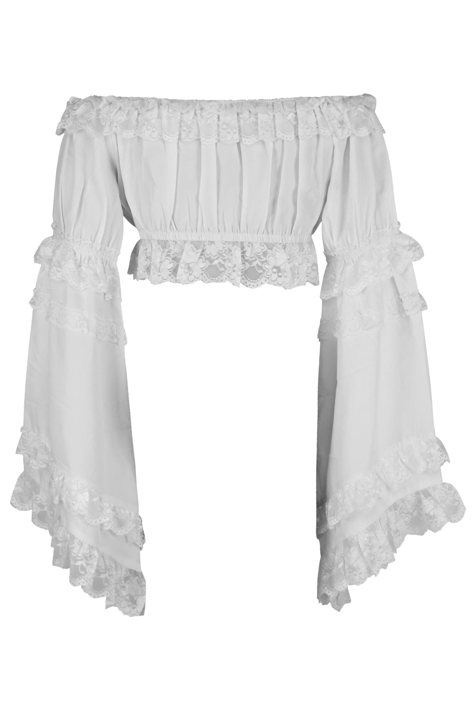 Daisy Corsets White Smocked Flare Sleeve Peasant Top - Daisy Corsets