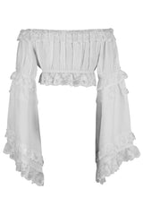 Daisy Corsets White Smocked Flare Sleeve Peasant Top - Daisy Corsets - Flyclothing LLC
