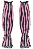 Daisy Corsets Black/Pink Striped Smocked Sleeves - Daisy Corsets