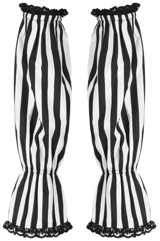 Daisy Corsets Black/White Striped Smocked Sleeves - Daisy Corsets - Flyclothing LLC
